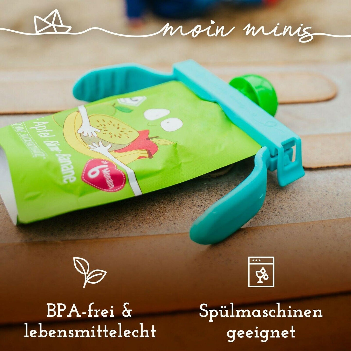 B-Ware: Haltegriff für Quetschies / Fruchtbeutel / Quetschbeutel / Beutelklammer