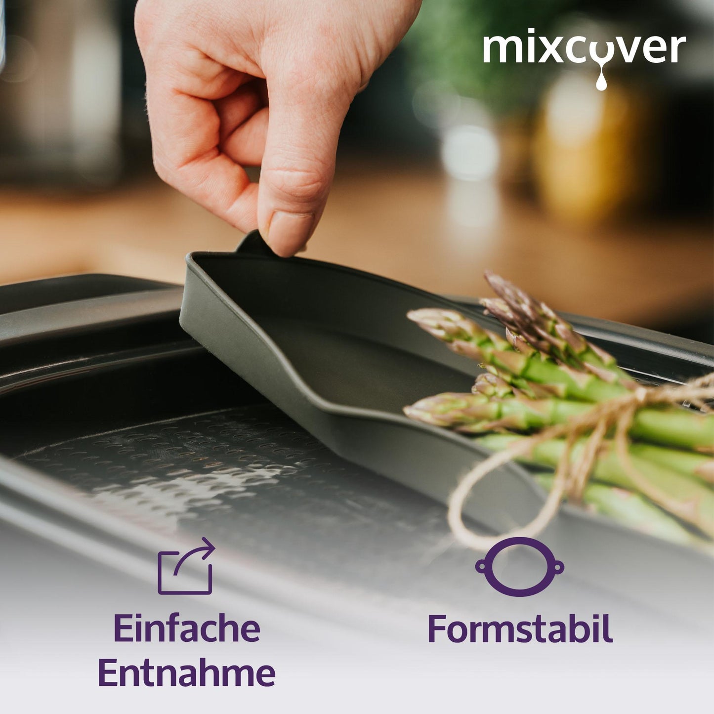 mixcover Dampfgarform halb kompatibel mit Thermomix TM7 Zubehör für Varoma Einlegeboden Zubehör für TM7 Silikonform Auflaufform - Detailansicht 2 | Mixcover