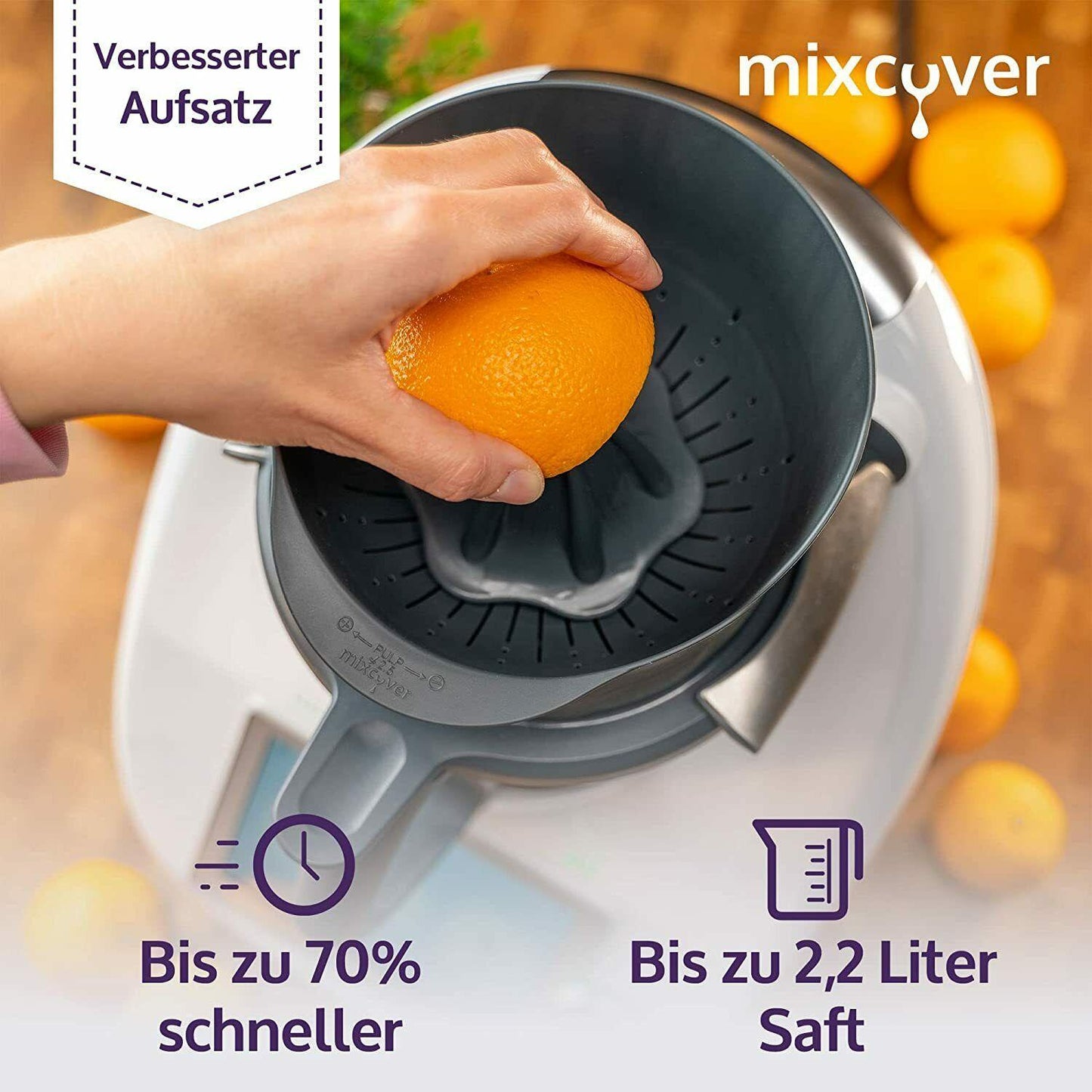 mixcover Citrus Juicer Orange Juicer Juice Extractor Compatible with Vorwerk Thermomix TM6 and TM5, Easy Juicing, Juice Maker
