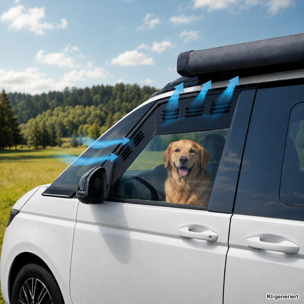 040 Parts 2-piece Set Fresh Air Vent for Cab, Aluminum Vent Grille with Mosquito Net, Insect Protection and Touch Protection, Black for VW T7 from Model Year 2021 Multivan California