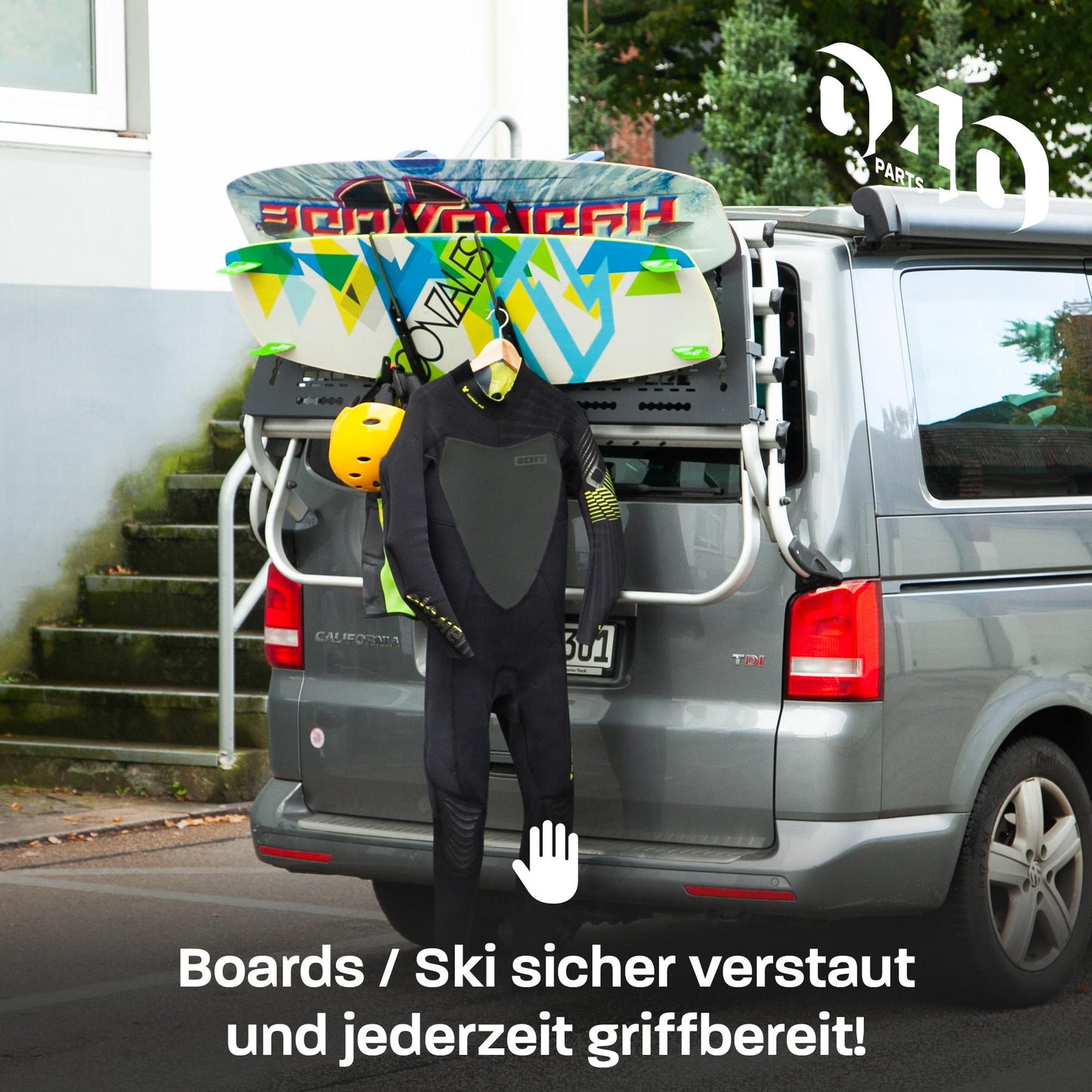 B-Ware: 040 Parts universeller Wakeboard Kiteboard Snowboard Halter kompatibel mit Molle board für VW T5 T6 T6.1 oder andere