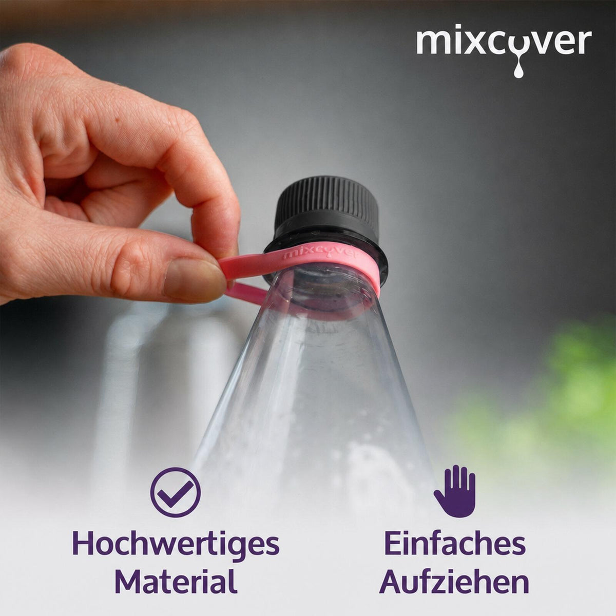 mixcover silikonový kroužek růžový pro označení lahví na pití - vhodný pro láhve SodaStream