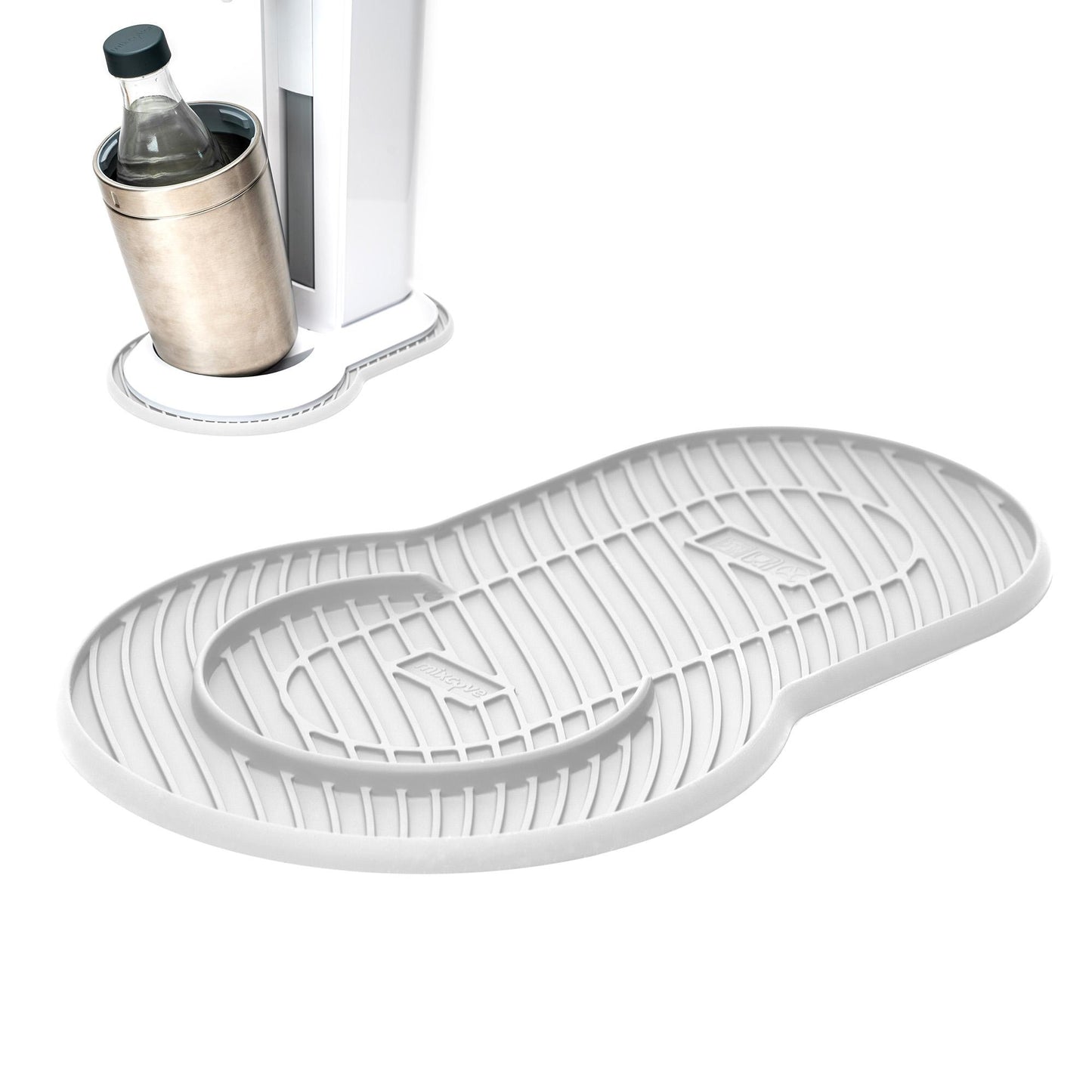 Mixcover Alfombrilla de silicona escurreplatos posavasos compatible con SodaStream Crystal protección antigoteo bandeja escurreplatos antideslizante Color: Blanco