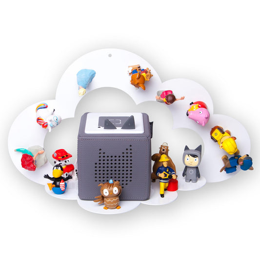 moin minis Wolke Bílá magnetická polička kompatibilní s 25 Tonie figurkami a Tonie Box Wolkenregal pro děti Poslouchací figurky Magnetická polička