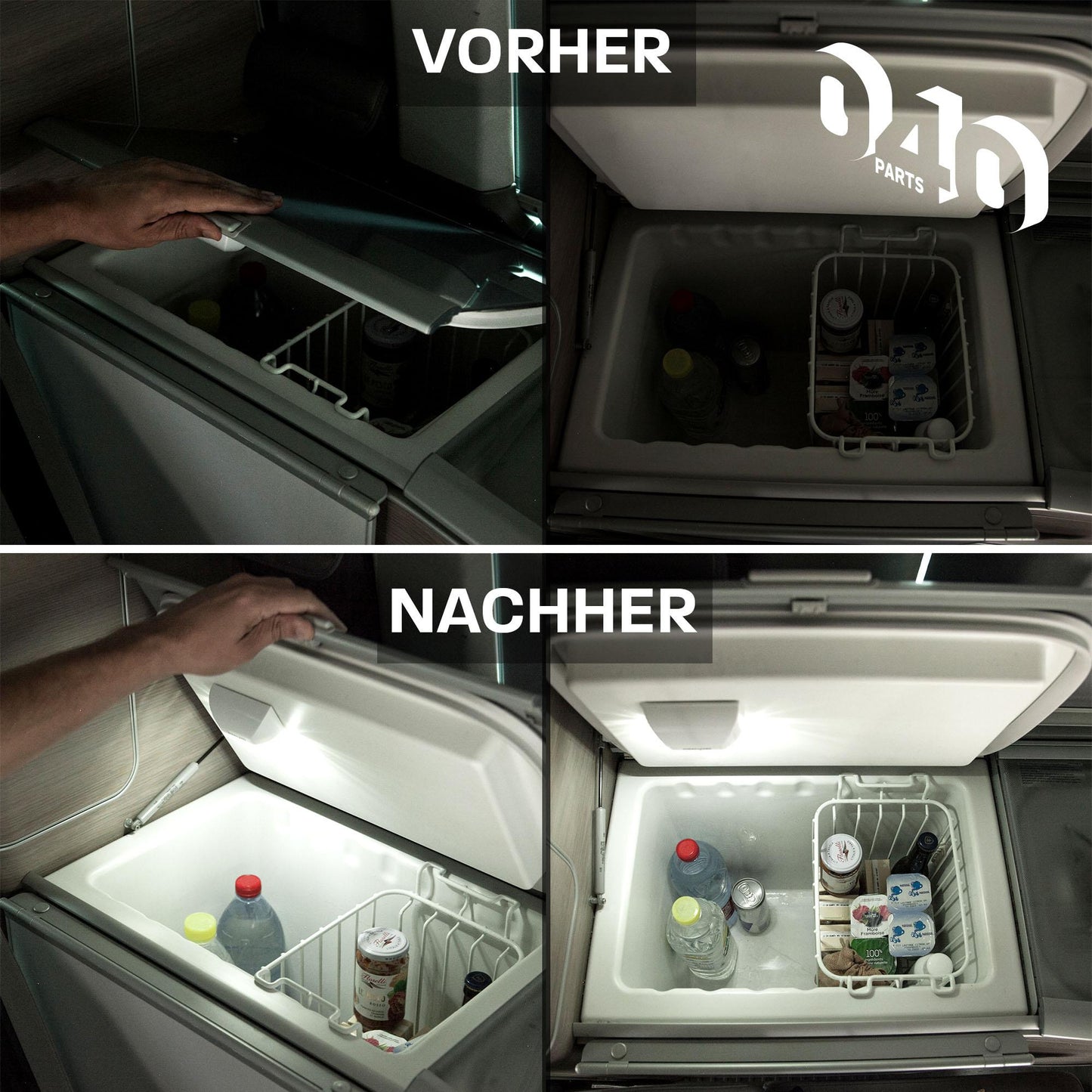 040 Parts automatisches LED Kühlschranklicht/Kühlbox kompatibel mit Wohnwagen, Wohnmobile, Caravans, Van, Kühltruhe, Mini Kühlschrank