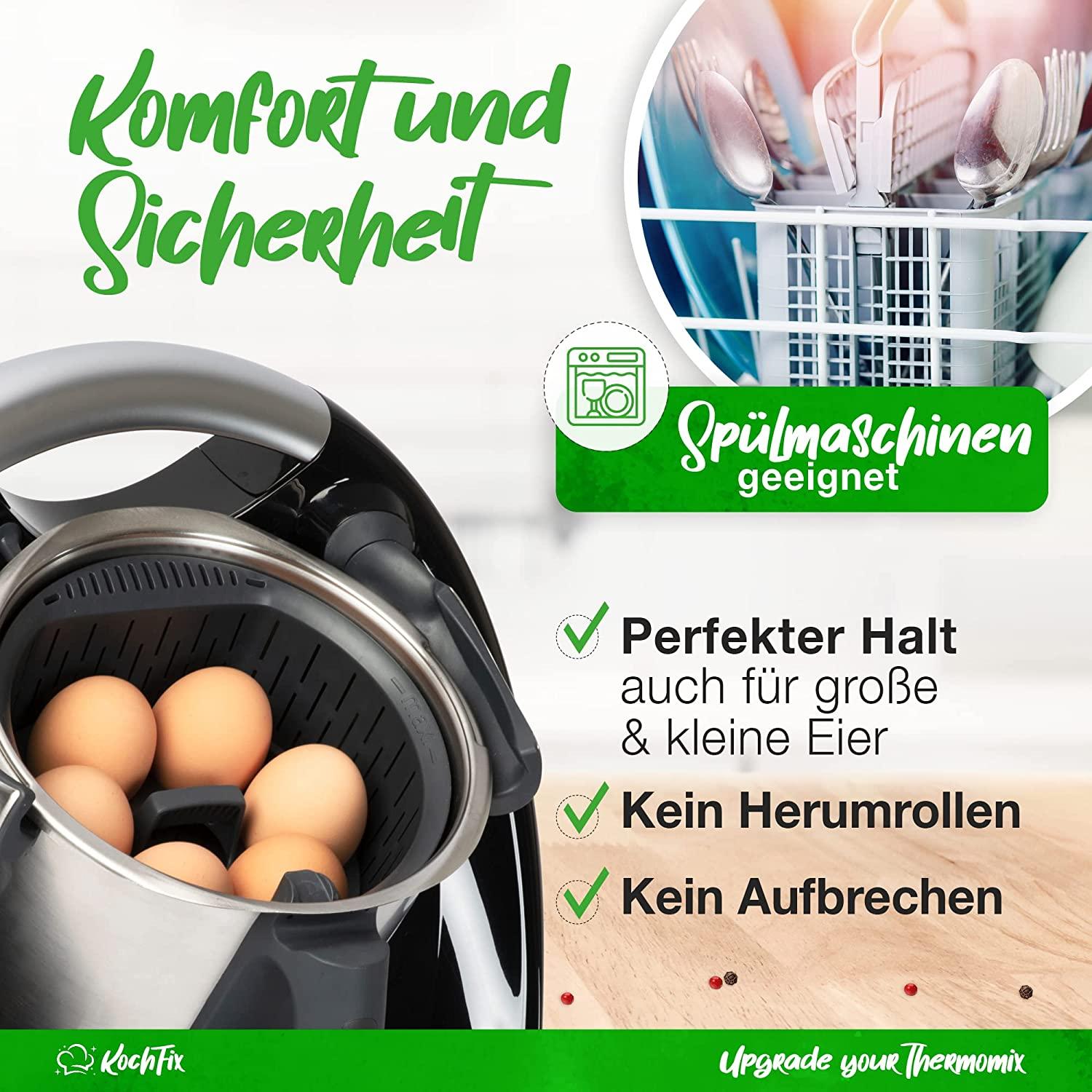 KochFix Eierhalter Eierkocher Zubehör für den Thermomix Garkorb geeignet für TM6 TM5 und TM31 - Lieferumfang | Mixcover