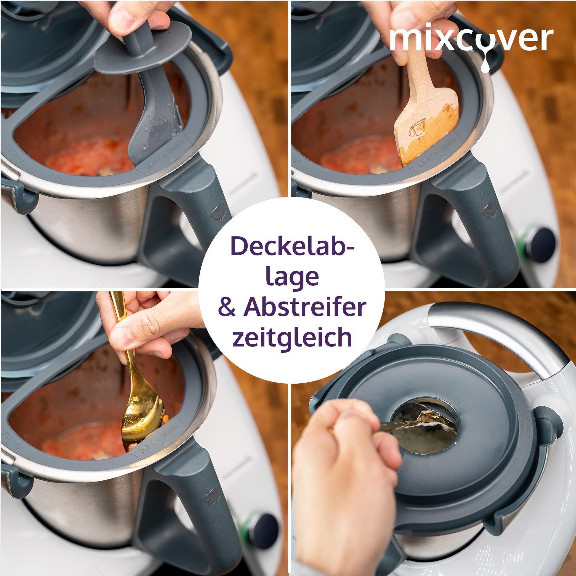 mixcover Deckelhalter und Abstreifhilfe kompatibel mit Vorwerk Thermomix TM7 - Detailansicht 5 | Mixcover