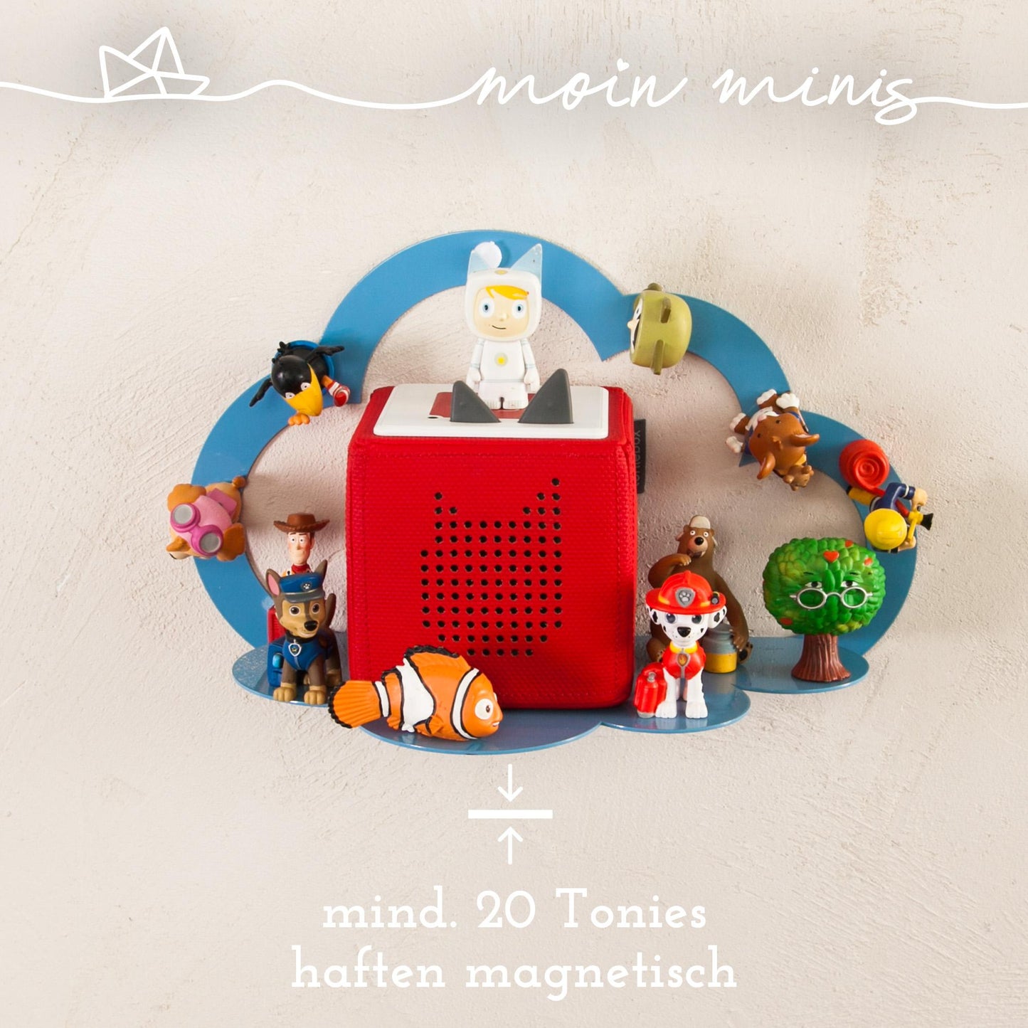 B-Stock: moin minis Cloud Blue magnetic shelf compatible with 20 Tonie figures and Tonie Box cloud shelf for children audio figures magnetic shelf