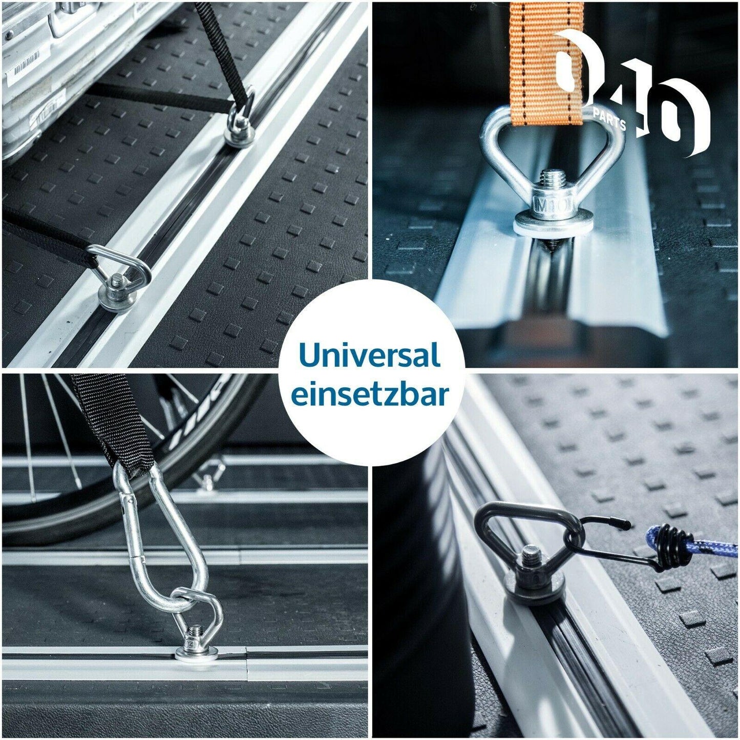 040Parts 4 бр. Комплект вързални скоби за закрепване на товар VW T5 / T6 / T6.1 Bulli, Multivan, California, Beach