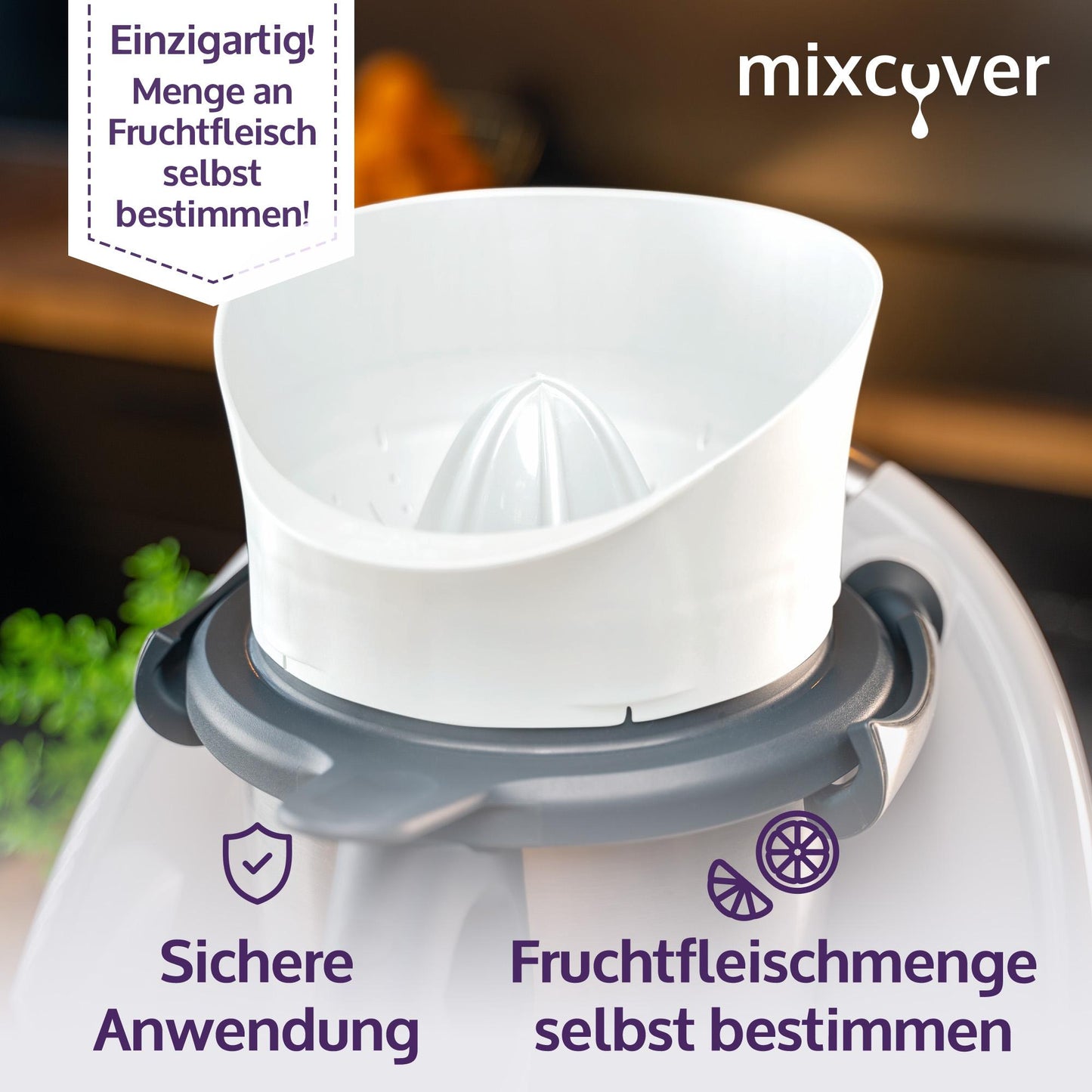 mixcover Presse à jus Édition spéciale BLANC Presse à oranges Presse à agrumes compatible avec Vorwerk Thermomix TM6 et TM5