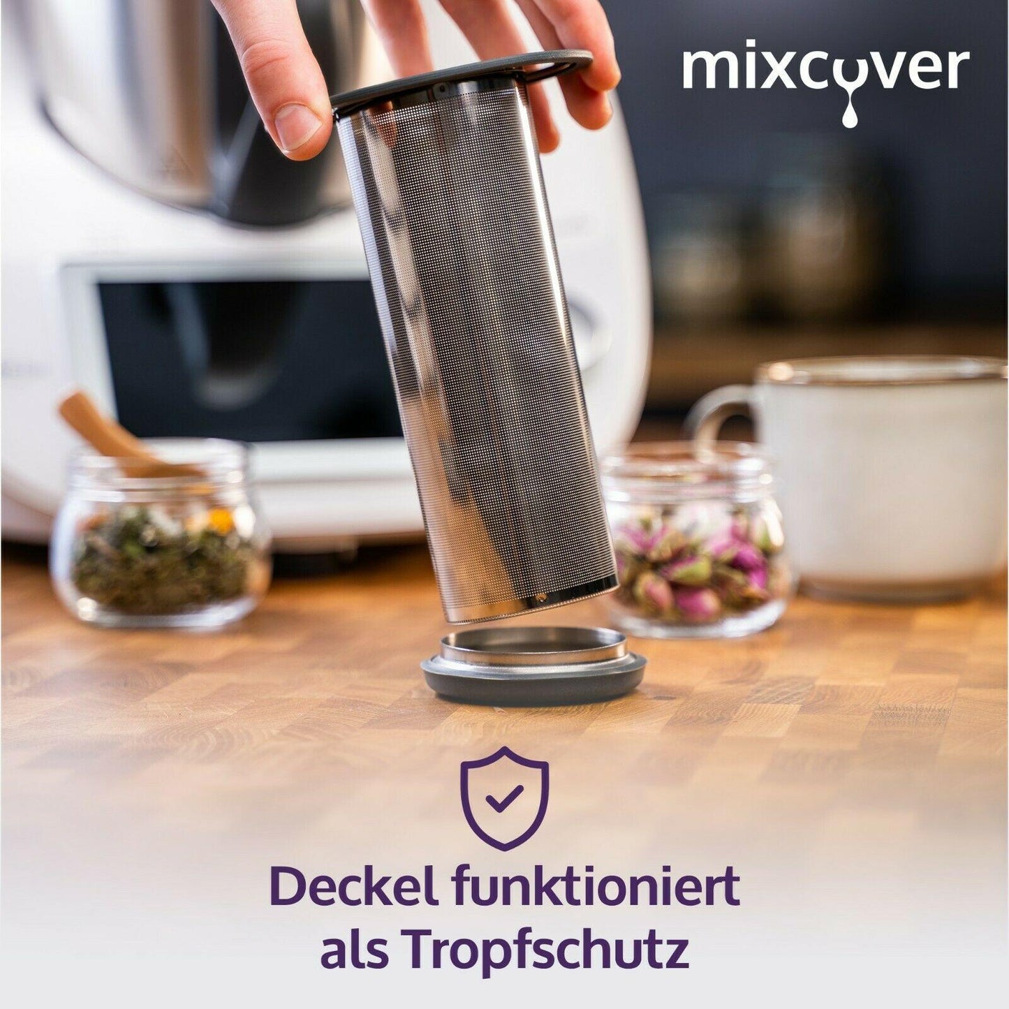 Edelstahl Teesieb/Teefilter passend für Thermomix TM6 / TM5 / TM Friend in Verbindung mit Messerersatz - Weltneuheit! Besser als ein Teeautomat!