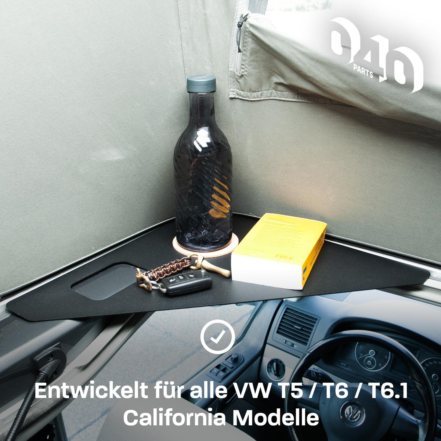B-Ware: 040 parts Plateau de rangement noir pour la tente de toit de ta VW T5 T6 T6.1 T7 California - Tablette Rangement Compartiment Plus d'espace de stockage