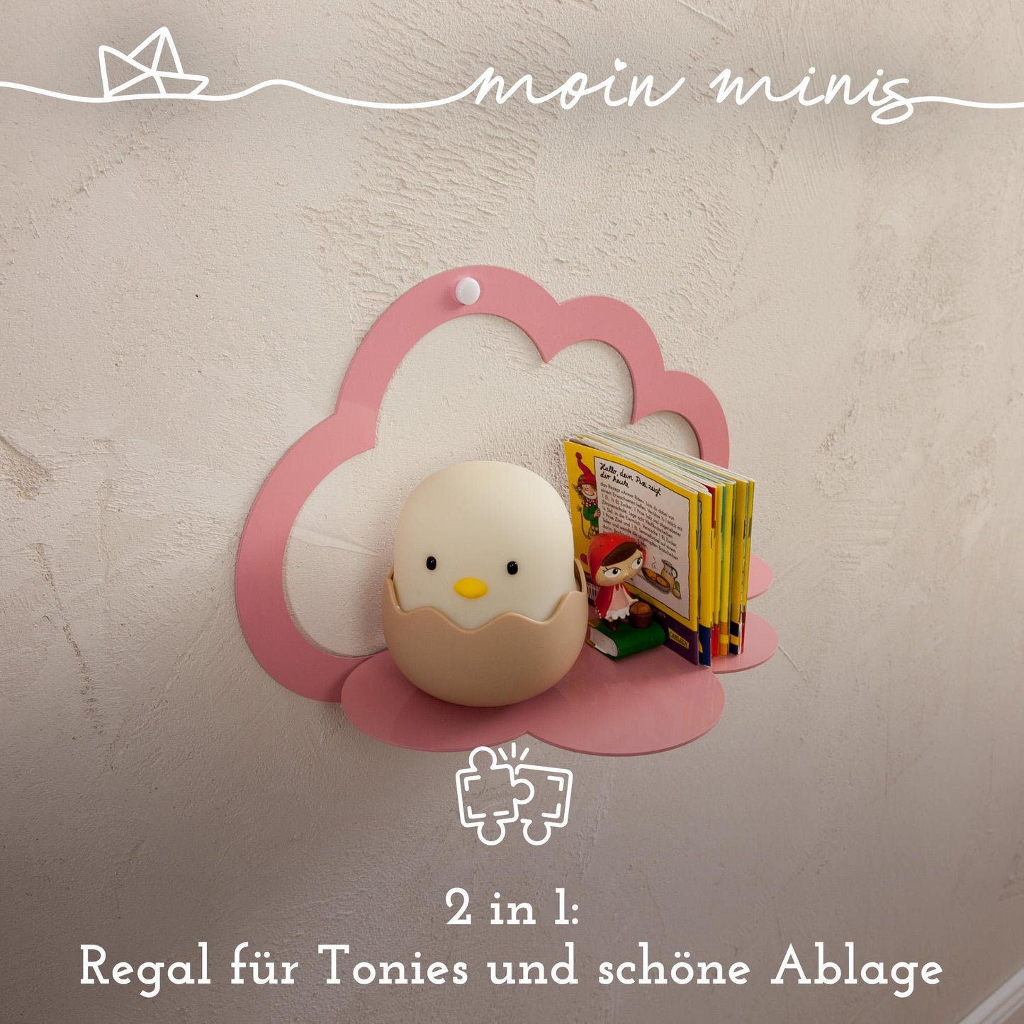 B-Stock: moin minis Cloud Pink / Pink Magnetic Shelf Compatible with 20 Tonie Figures Tonie Box Cloud Shelf Kids Audio Figures Magnetic Shelf