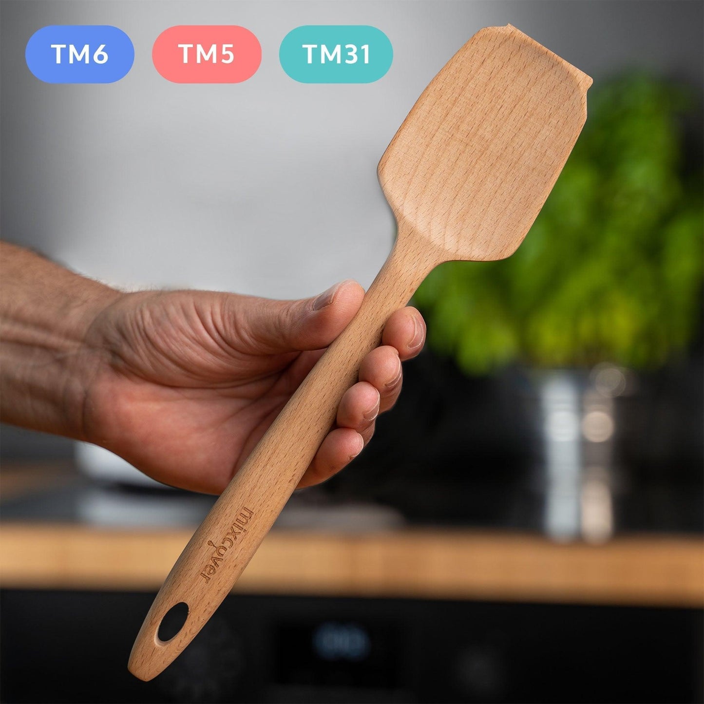 B-Ware: Duurzame houten spatel voor Thermomix TM6,TM5,TM31 Draaikellenspatel Deegschraper