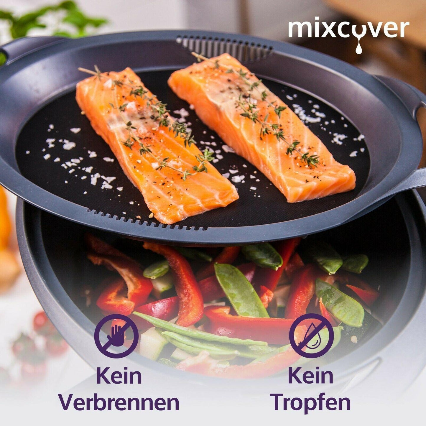 mixcover original Dauerbackfolie - Backpapier für Varoma Einlegeboden TM6, TM5, TM31, Thermomix Friend - wiederverwendbar und nachhaltig