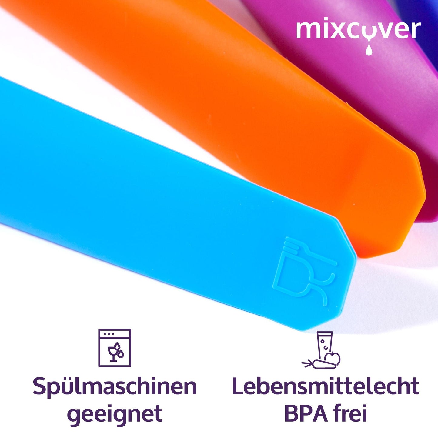 mixcover Stampi per ghiaccio, ghiaccioli, forme per gelato con coperchio, stampo in silicone, gelato sano fatto in casa, gelatiera, coni gelato (6 pezzi colorati)