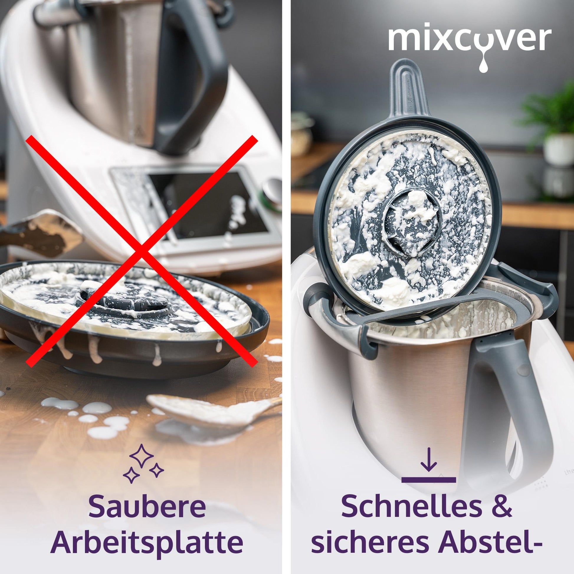 mixcover Deckelhalter und Abstreifhilfe kompatibel mit Vorwerk Thermomix TM7 - Detailansicht 4 | Mixcover