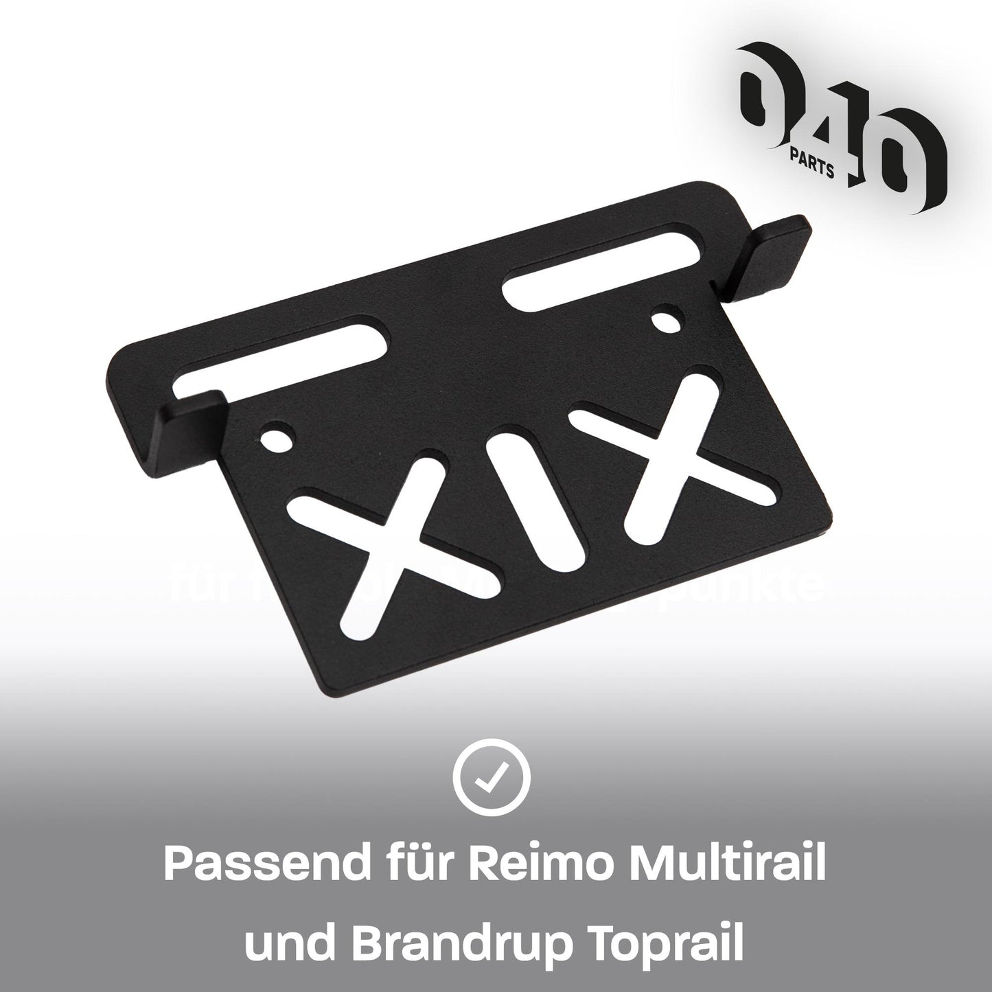 040 Parts Plaque de montage universelle pour Reimo TopRail - Plaque de fixation unique - Plaque à trous pour tes accessoires