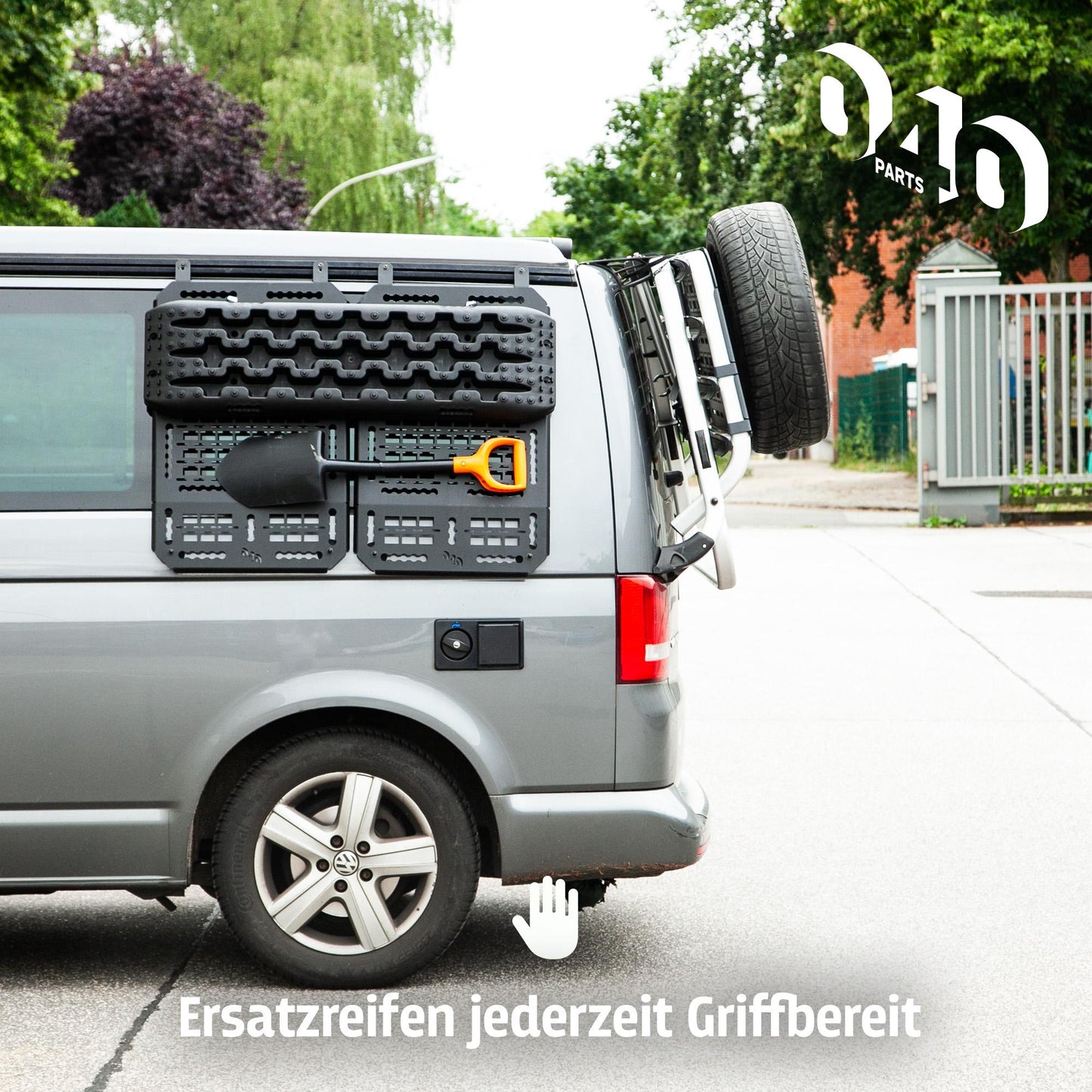 040 parts Portarruedas de repuesto para VW T5, T6 y T6.1 Neumático de repuesto compatible con muchas otras llantas Soporte para neumático de repuesto Soporte para rueda de repuesto