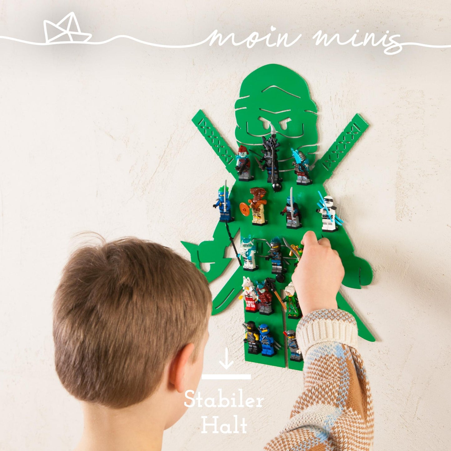 moin minis Ninja Verde Estantería Infantil para 18 Minifiguras Ladrillos de Construcción de Pinza