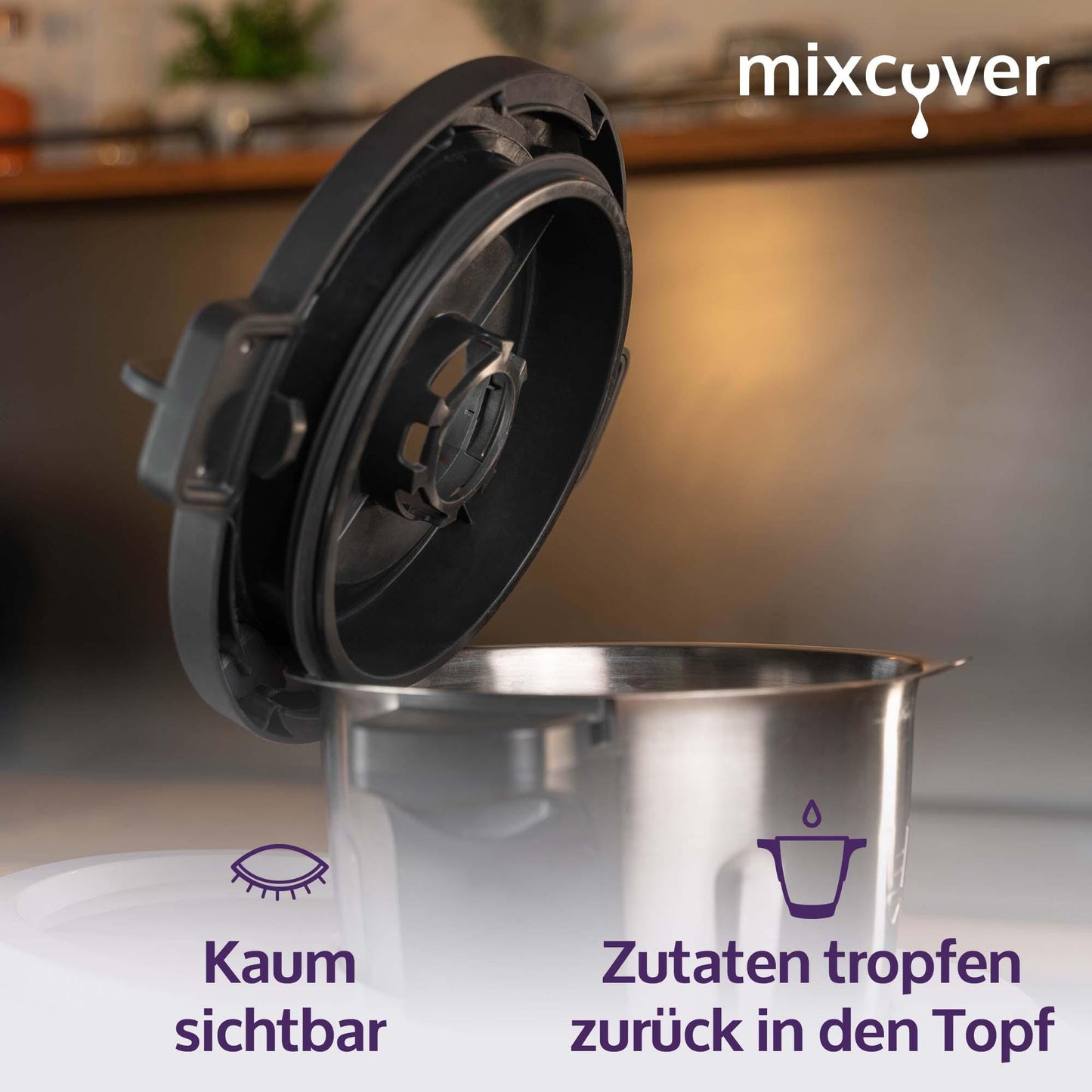 mixcover Държач за капак съвместим с Monsieur Cuisine Connect, защита от капене за поставяне и оттичане на капака на аксесоара Monsieur Cuisine Connect - Цвят: Черен FBM