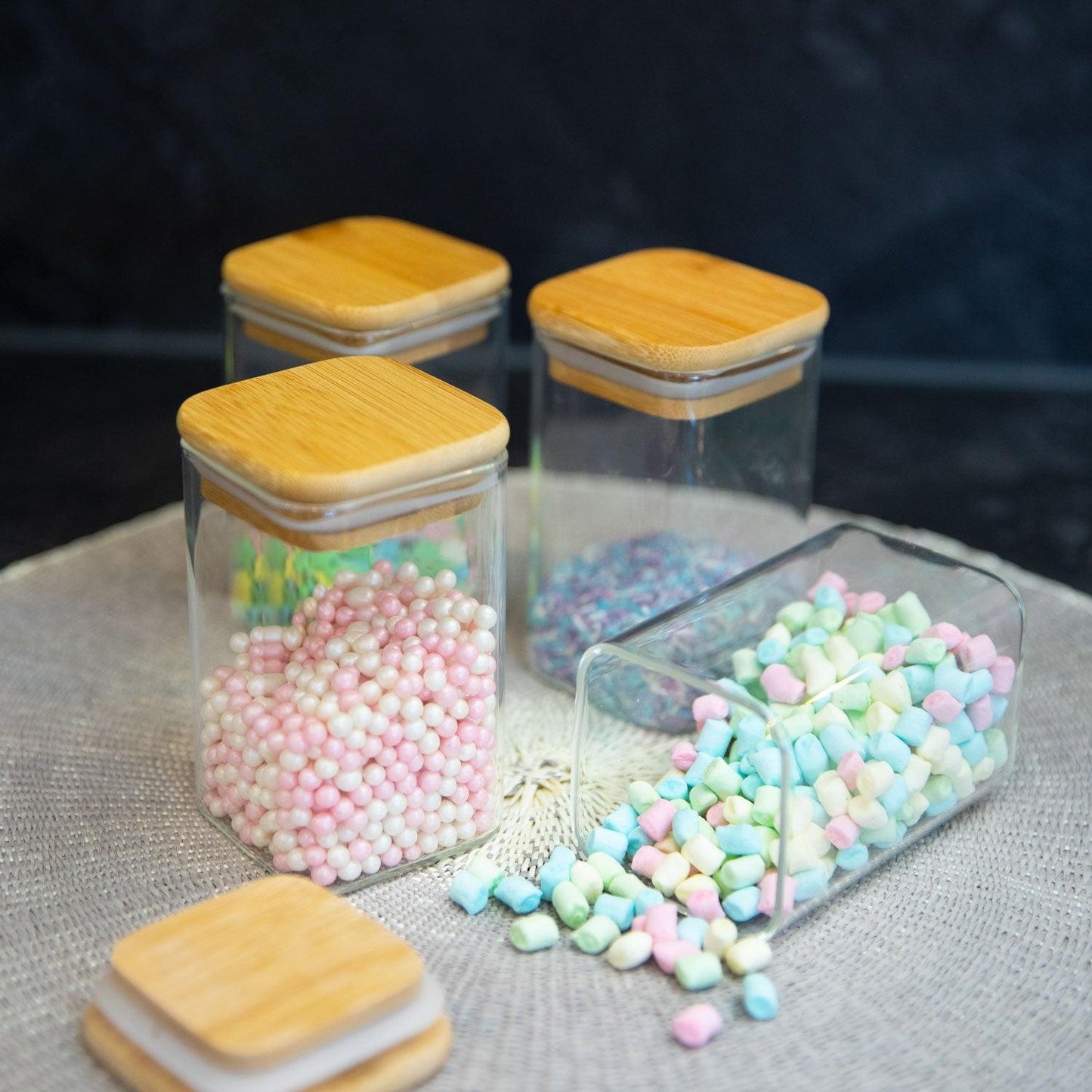 ThermoTasty: Bocal de conservation, Modèle: carré, Taille: 6x10cm, 270ml, Lot de 4