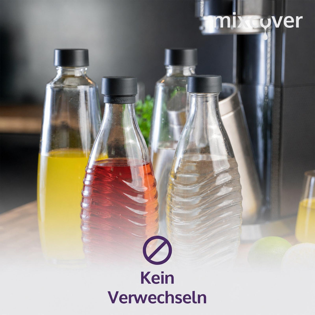 mixcover Anello in silicone nero per contrassegnare le borracce - adatto per le bottiglie SodaStream