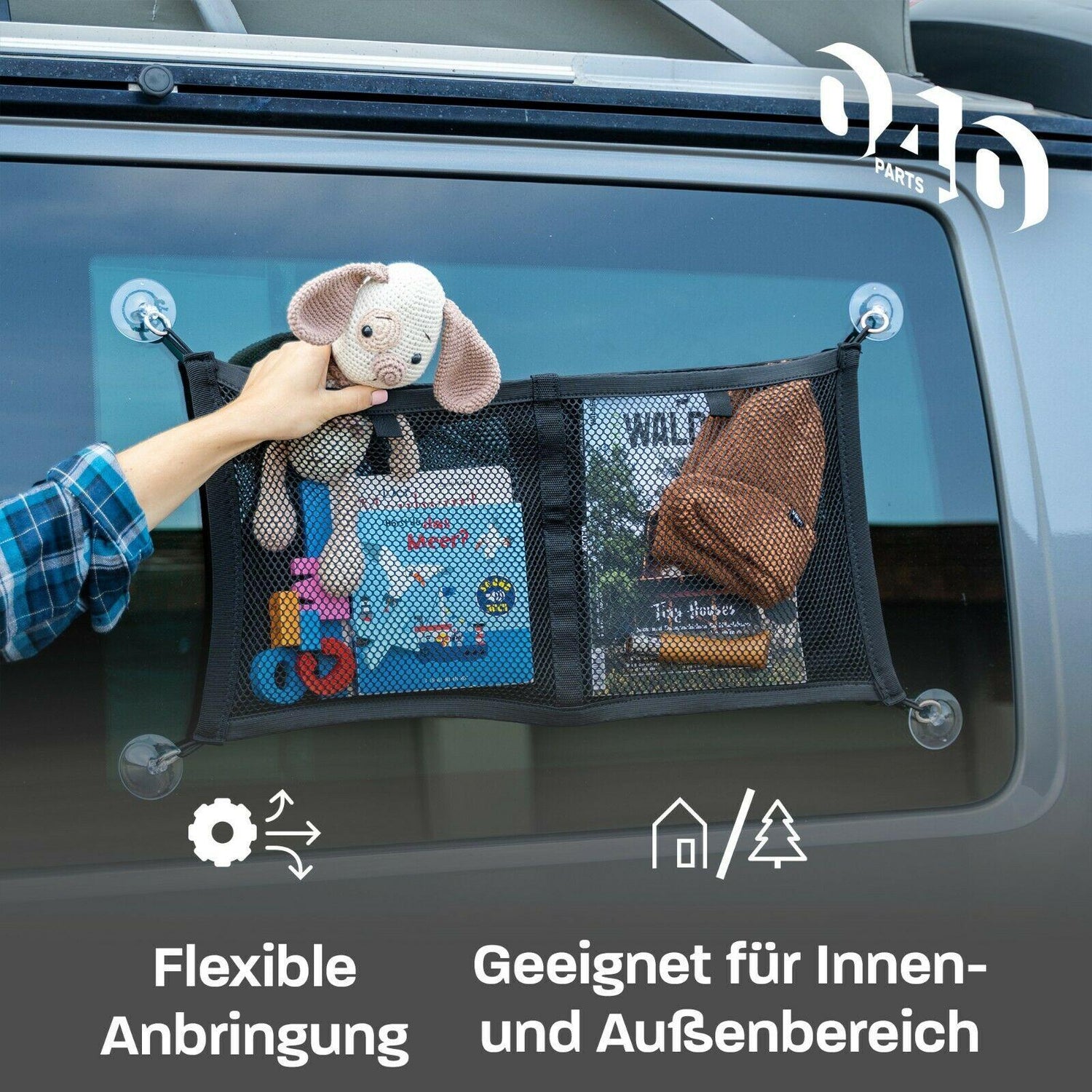 040Parts Aufbewahrungs-Netz für große Fenster von VW T5 T6 Bulli, Multivan - Mixcover - 040 parts