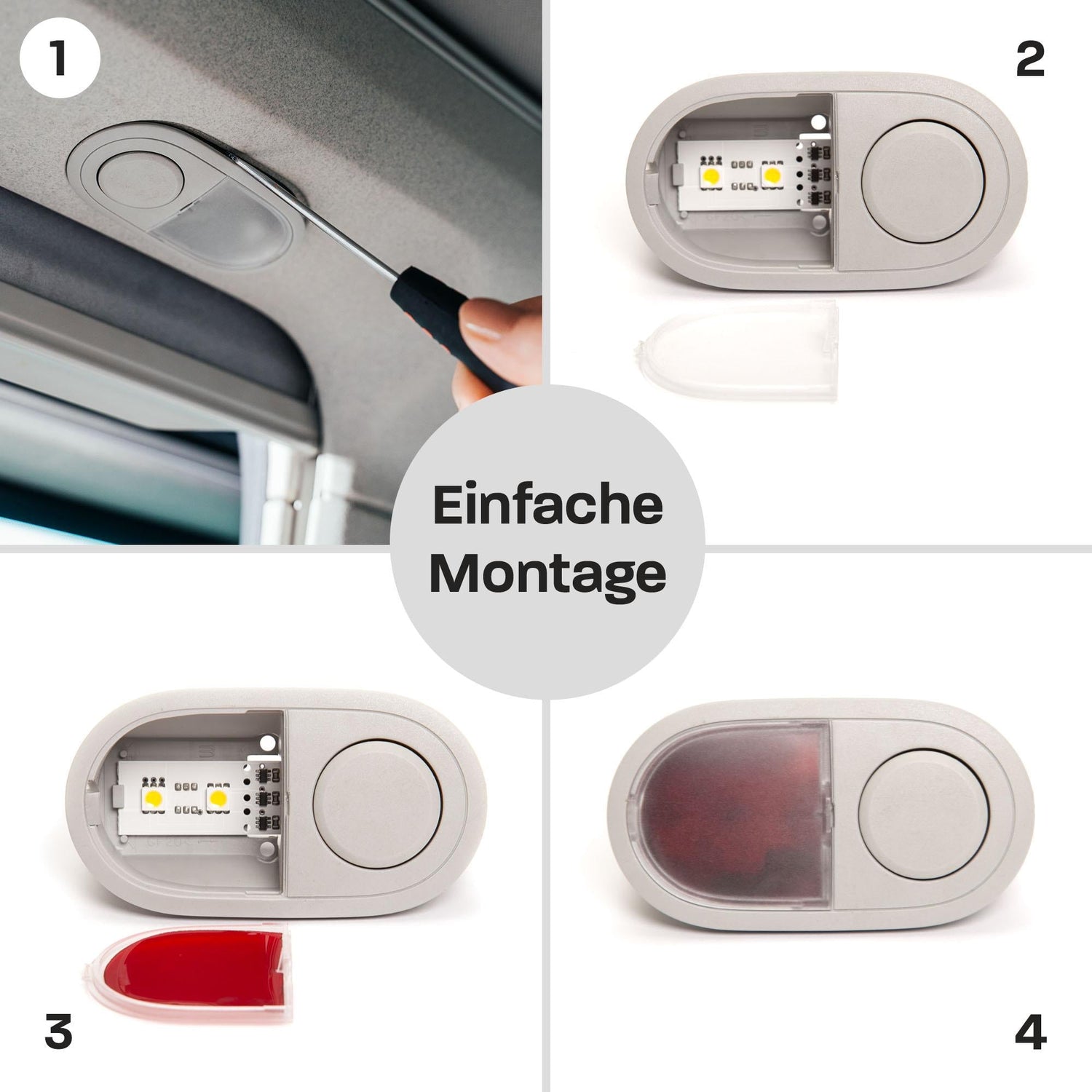 040Parts Farbfilter Set für LED Innenbeleuchtung kompatibel mit VW T6 / T5  / T6.1 auswechselbare Filterfolien für VW Leuchten im Fahrzeuginnenraum -  Mixcover