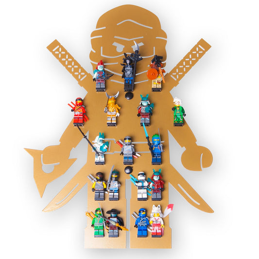 moin minis Ninja Gold Kinderzimmer Regal für 18 Minifiguren Klemmbausteinen
