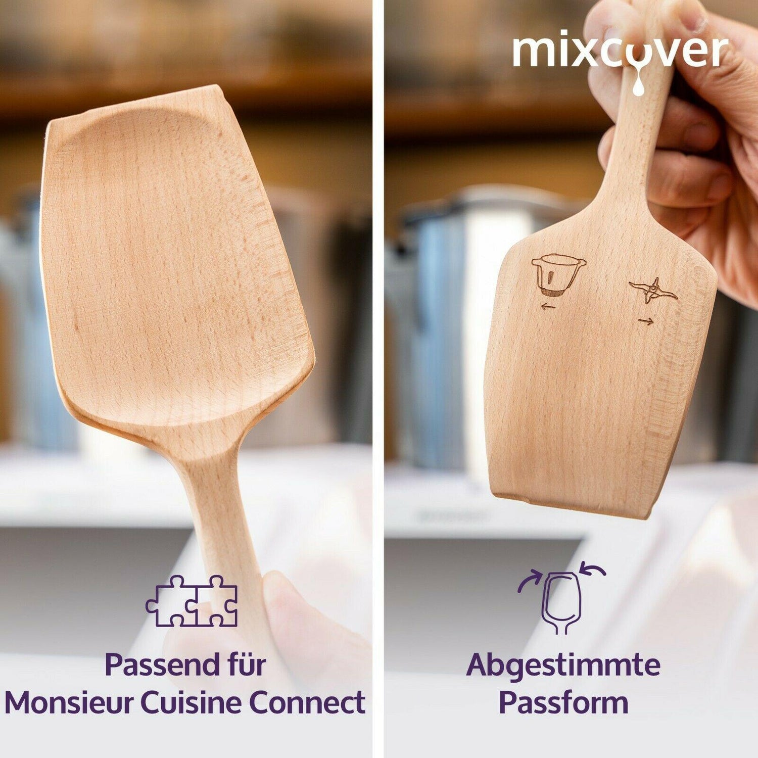 mixcover Nachhaltiger Holzspatel Zubehör Monsieur Cuisine Connect & Smart - Mixcover - Mixcover