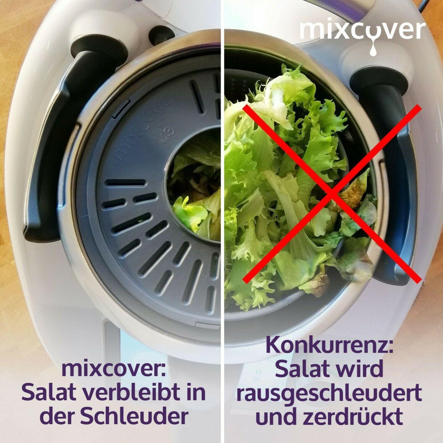 Salatschleuder kompatibel mit Thermomix TM6 / TM5 Salattrockner Sieb - Mixcover - Mixcover