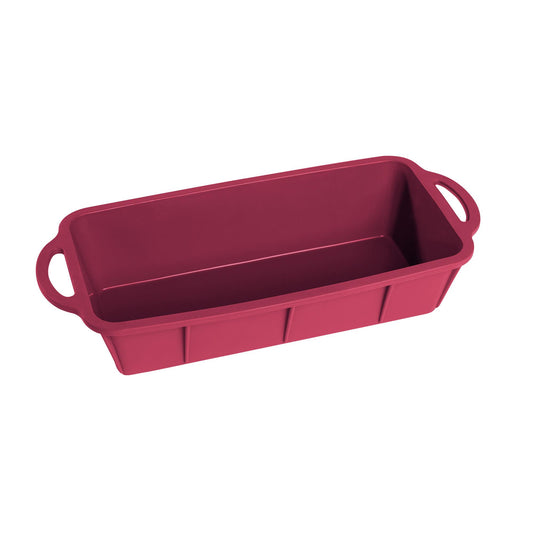 mixcover Silicone baking pan box shape baking mold cake shape bread baking mold royal cake shape with aniecular coating, length approx. 30.5 cm, smooth, red