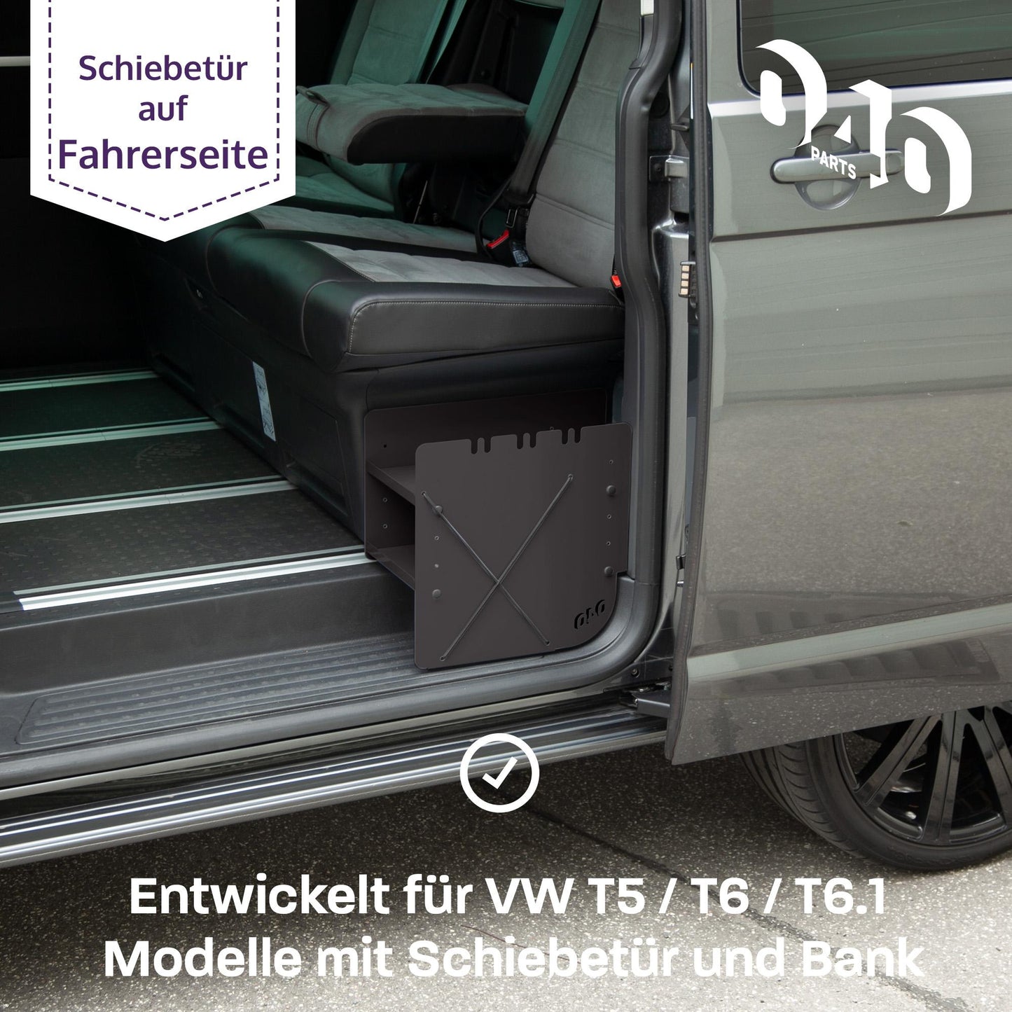 040 Parts Schuhregal SCHWARZ FAHRERSEITE Zubehör passend für VW T5 T6 T6.1 Schuhorganizer Schuhtasche