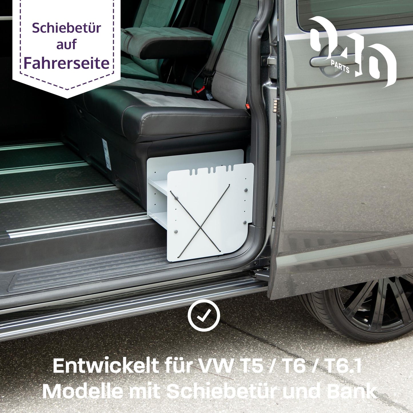040 Parts Schuhregal GRAU FAHRERSEITE Zubehör passend für VW T5 T6 T6.1 Schuhorganizer Schuhtasche