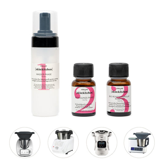 B-Goods: DIY Set Natural Cosmetics Reiniging Mousse Rose Hydrolate Tonic voor keukenmachines zoals Thermomix of Monsieur Cuisine Connect