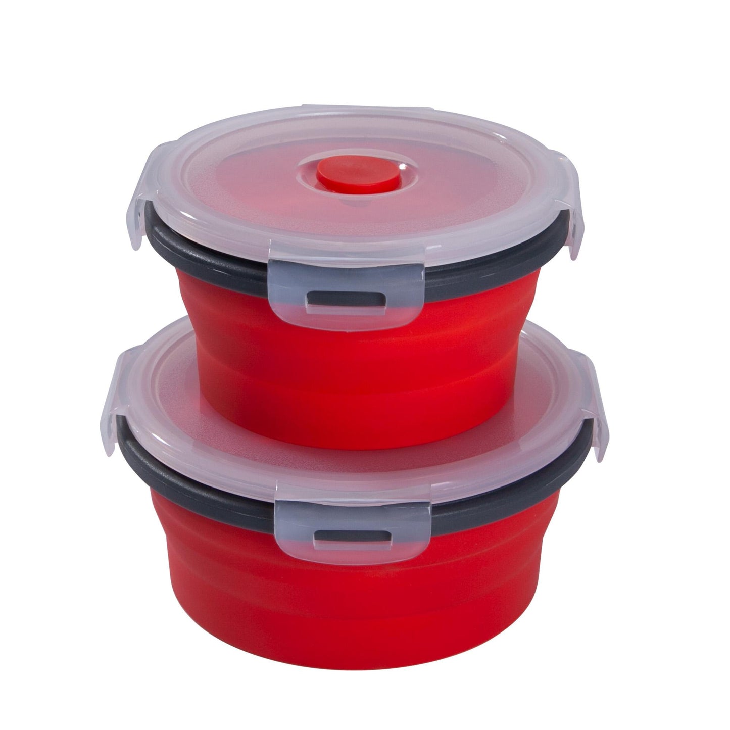 mixcover faltbare Frischhaltedosen Set mit Deckel aus Silikon Bentobox Brotdose Lunchbox Picknick Camping Schüssel BPA-frei platzsparend 250 ml 500 ml rot