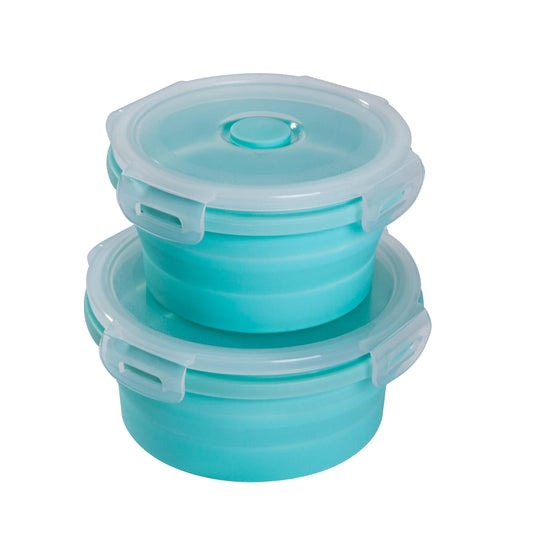 mixcover Foldable freshlocks set with lid made of silicone bentobox lunch box lunch box picnick camping bowl bpa-free space saving 250 ml 500 ml green