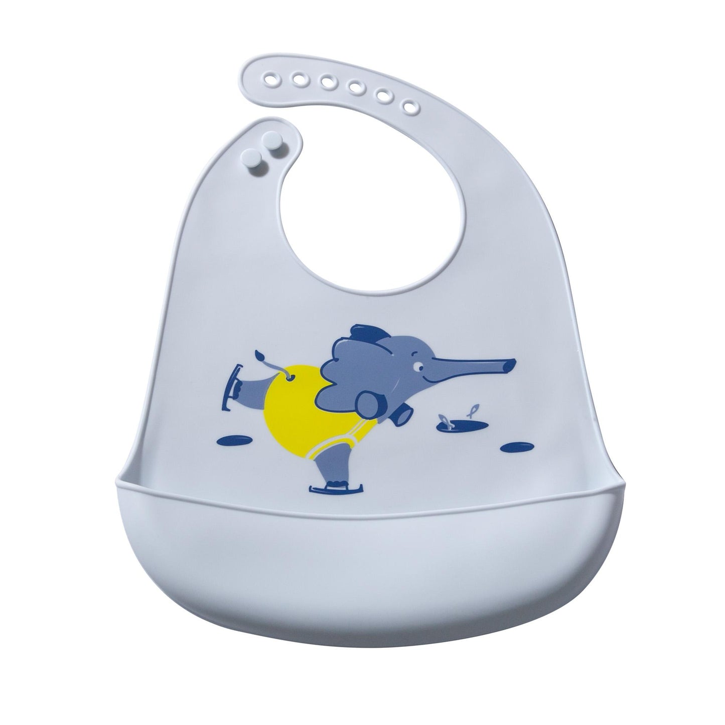 mixcover Baby Kleinkinder Silikon-Lätzchen mit Auffangschale Elefant - einfach zu reinigen wasserdicht weiches Material größenverstellbar BPA-frei