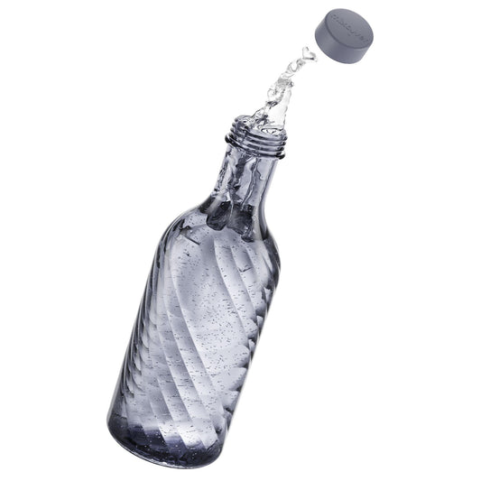 B-Ware: 5er Set Designer Glasflasche Trinkflasche Glaskaraffe Karaffe mit 0,65 Liter - grau