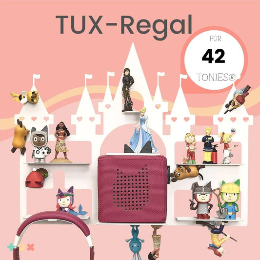 TUX Regal Schloss für 42 Tonies und Toniebox - magnetisches Wandregal für Toniefiguren
