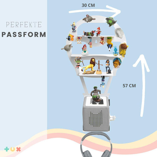 Tux shelf "hot air balloon" for 52 tonies and toniebox - magnetic wall shelf for tone figures