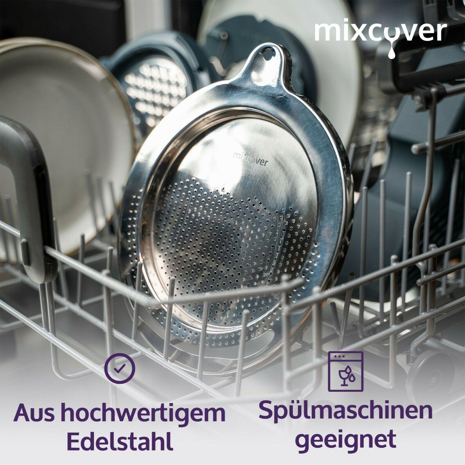 B-Ware: mixcover Edelstahl Sieb Abgieß-Hilfe Thermomix TM6 und TM5, Nudeln uvm. abgießen - Mixcover - Mixcover