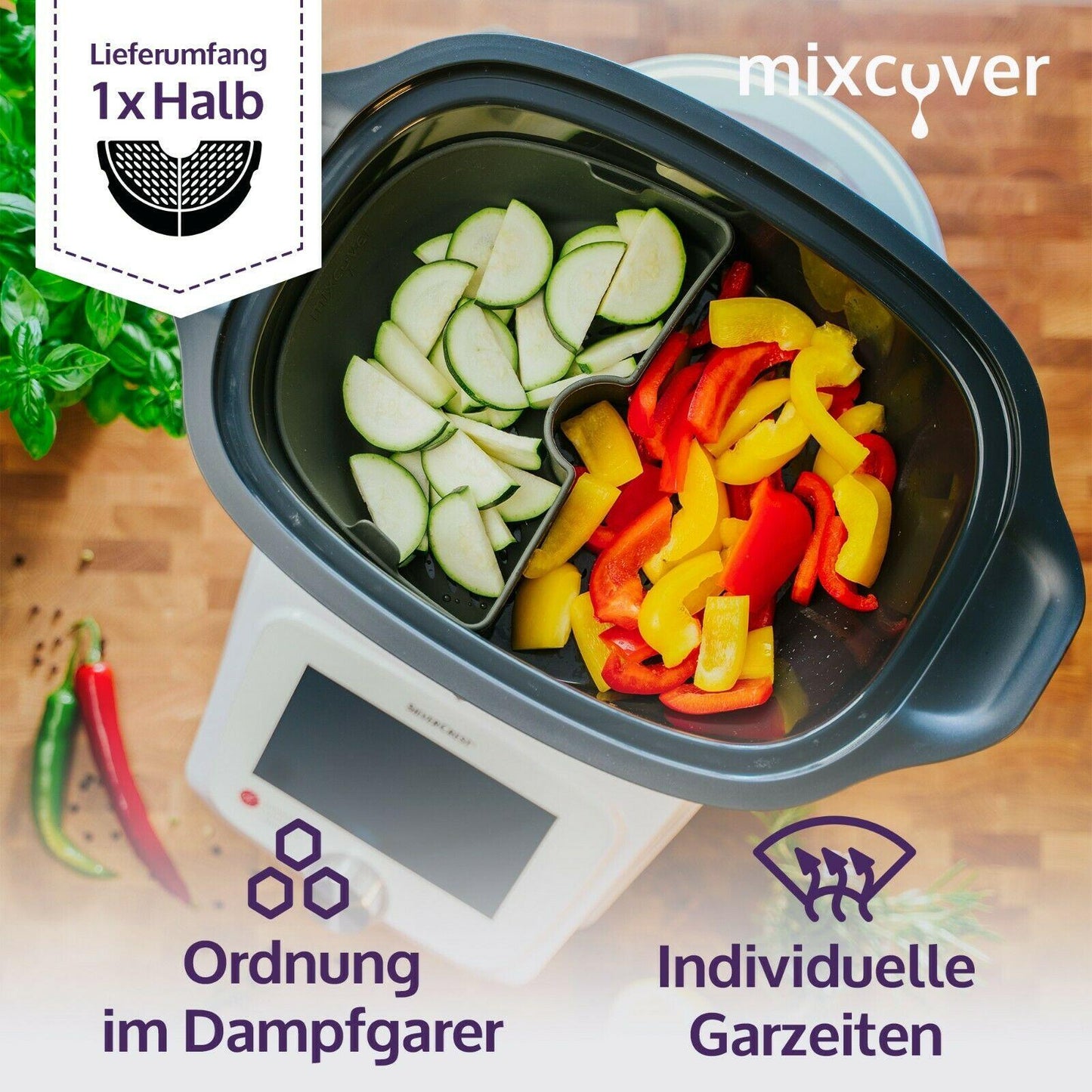 B-Ware: Garraumteiler (HALB) für Monsieur Cuisine Connect & Smart Dampfgarraum - Mixcover - Mixcover