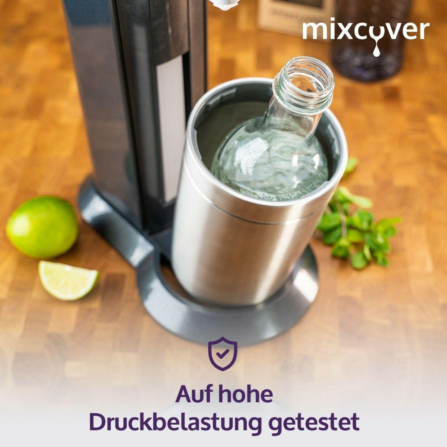 B-Ware: Glasflasche kompatibel mit SodaStream Crystal 2.0 mit 10% mehr Volumen Transparent - Mixcover - Mixcover