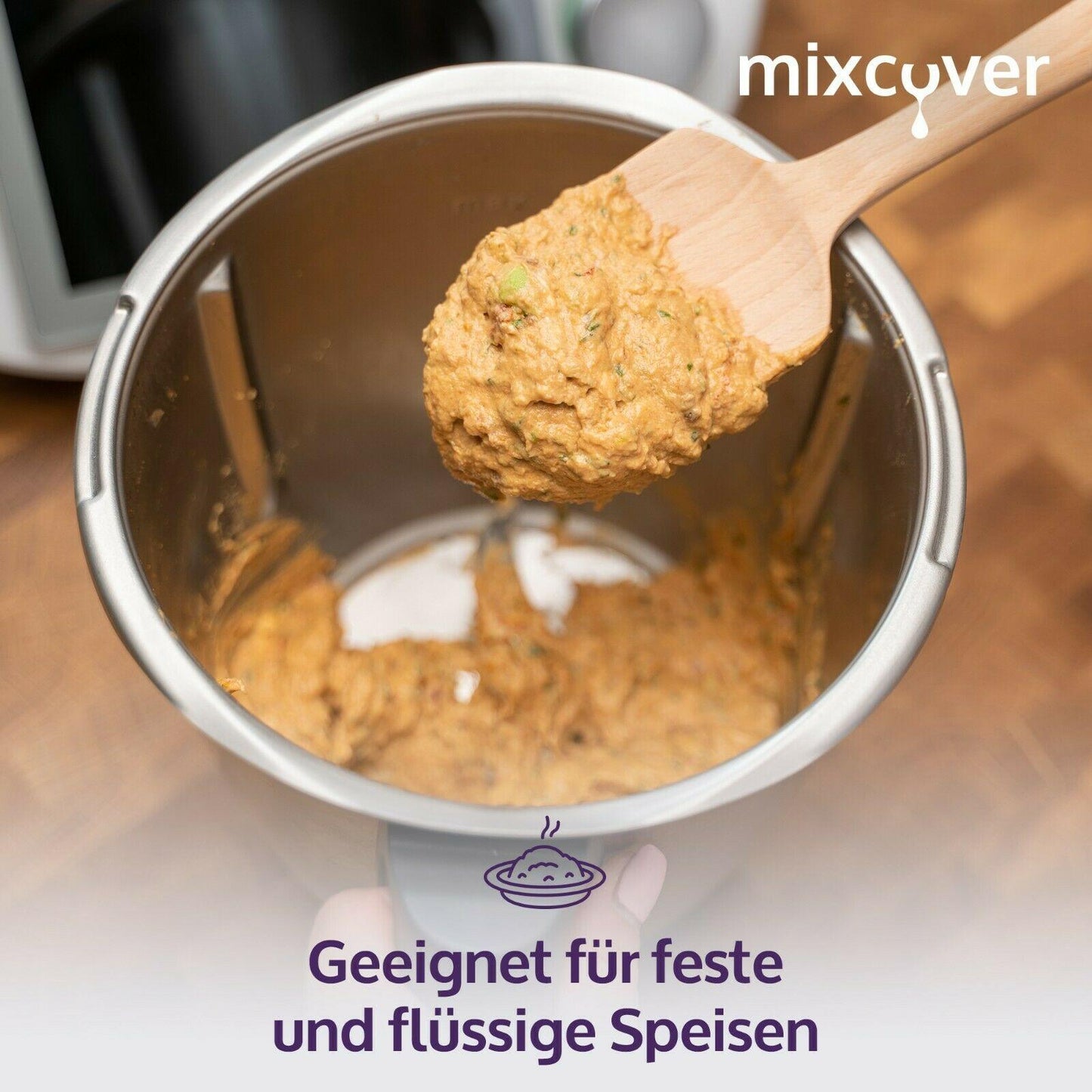 B-Ware: Nachhaltiger Holz-Spatel für Thermomix TM6,TM5,TM31 Drehkellenspatel Teigschaber - Mixcover - Mixcover