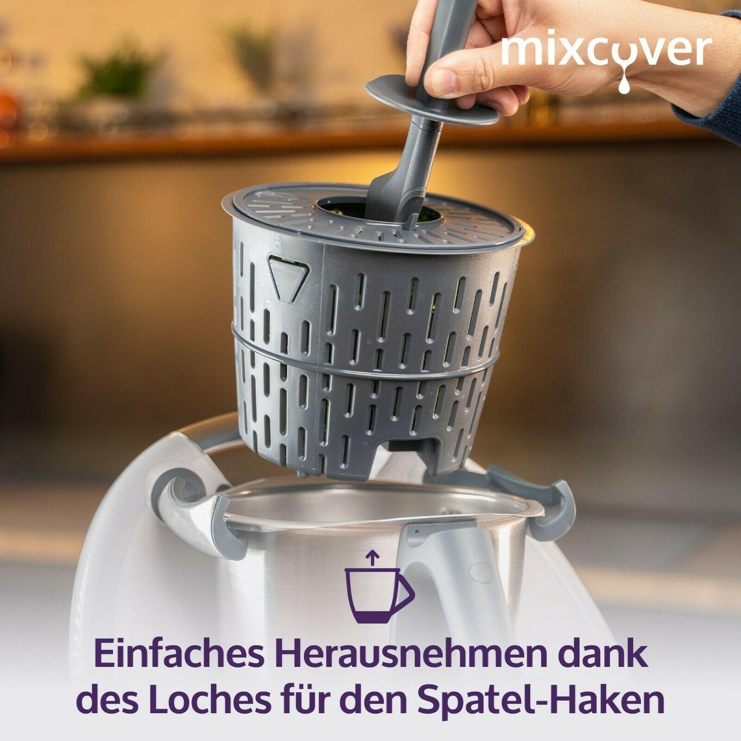 B-Ware: mixcover Salatschleuder kompatibel mit Thermomix TM6 / TM5 Salattrockner Sieb Garkorb - Mixcover - Mixcover