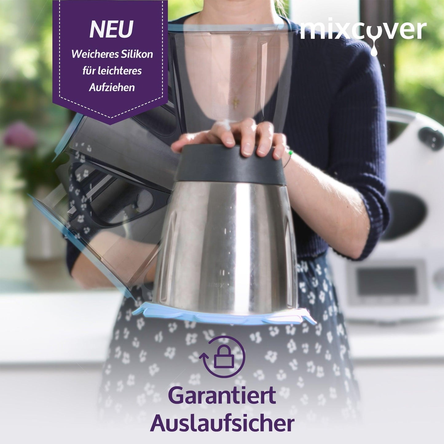 B-Ware: Silikon Deckel wasser- & geruchsdicht für Thermomix TM5 TM6 Friend Blau - Mixcover - Mixcover