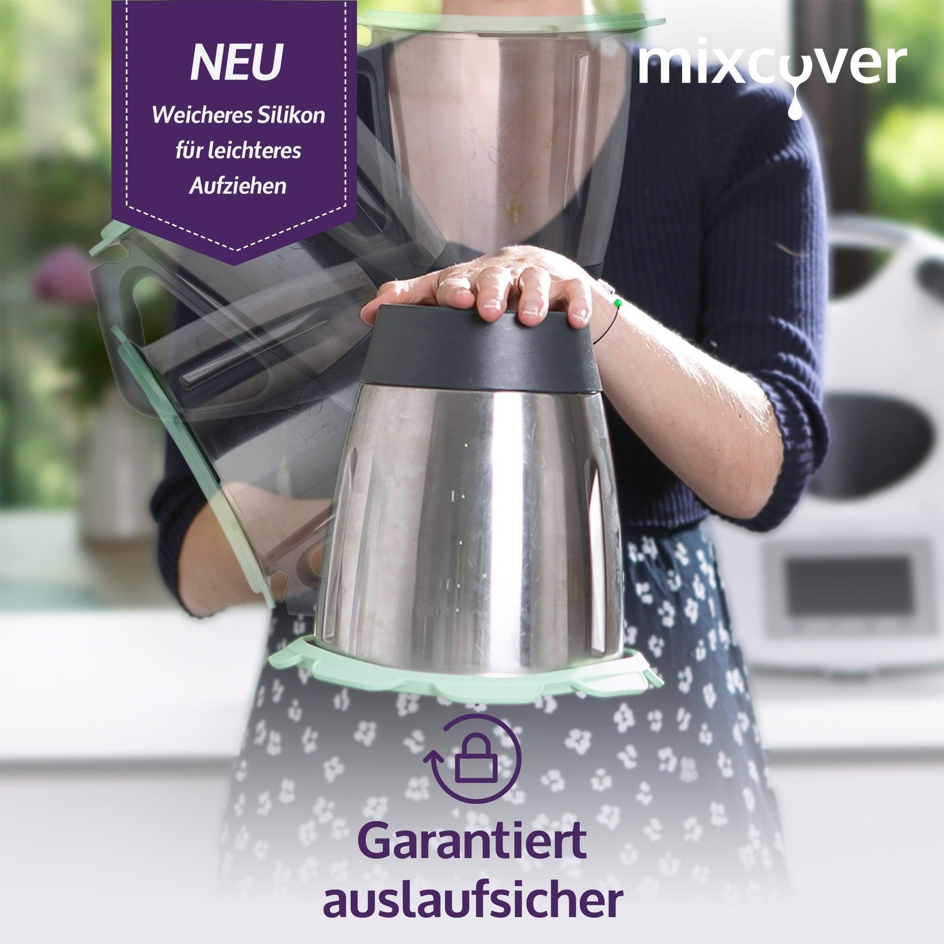 B-Ware: Silikon Deckel wasser- & geruchsdicht für Thermomix TM5 TM6 Friend Grün - Mixcover - Mixcover