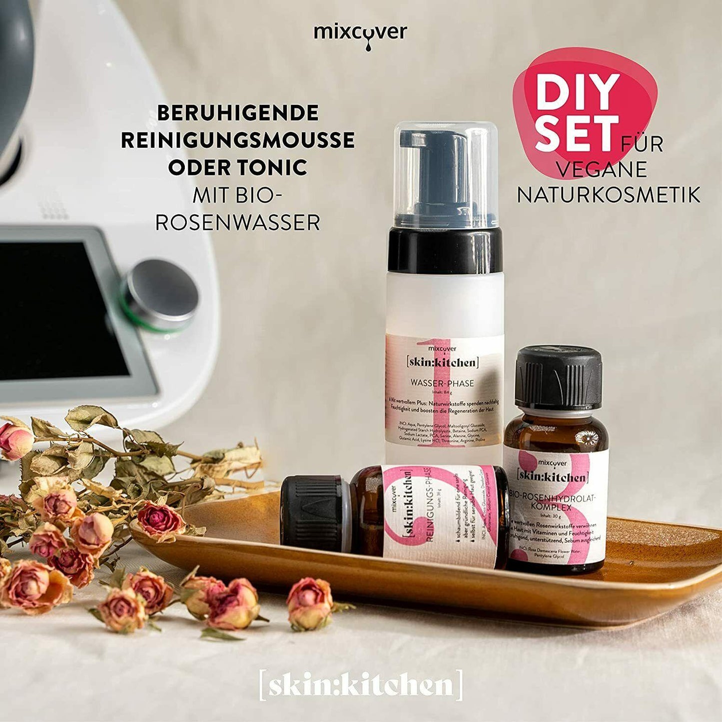 DIY Set Naturkosmetik Reinigungsmousse Rosenhydrolat Tonic für Küchenmaschinen - Mixcover - Mixcover